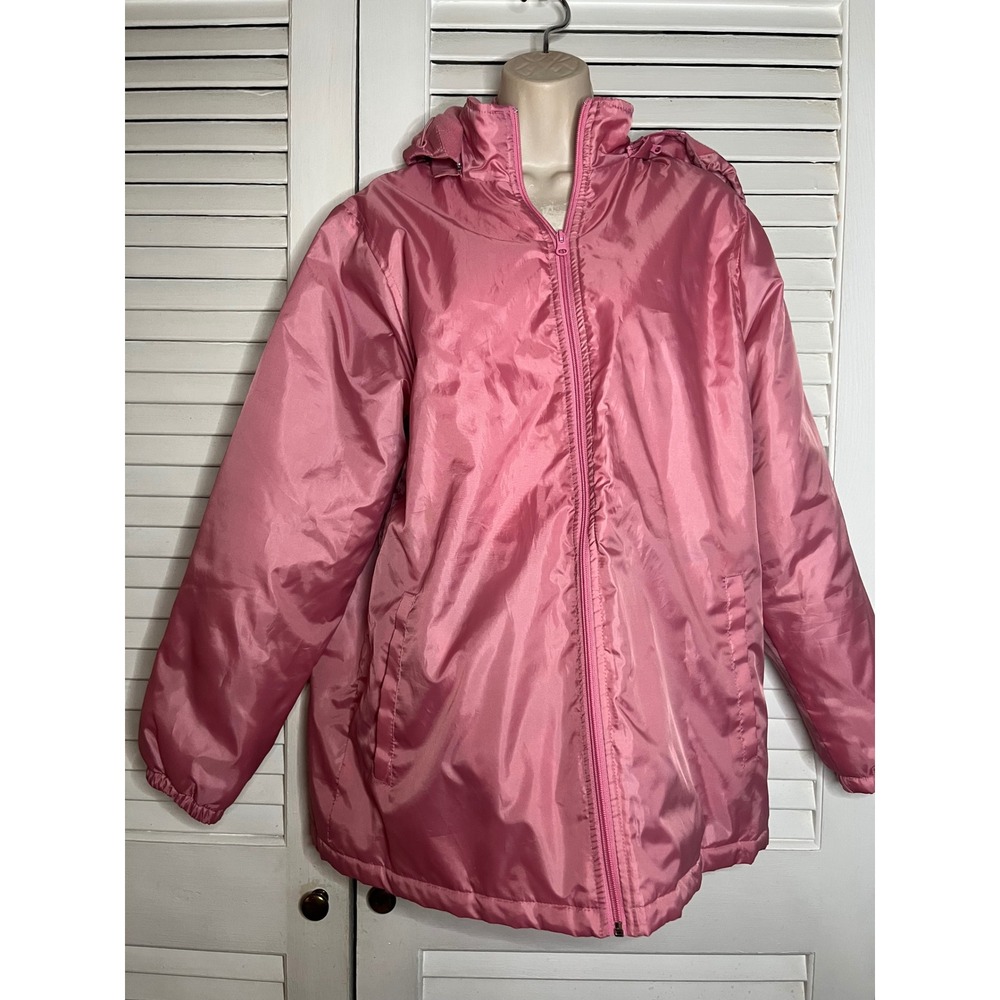 Vtg Y2K Blair Womens Pink Fleece Lined Hooded Windbreaker Jacket Size Medium